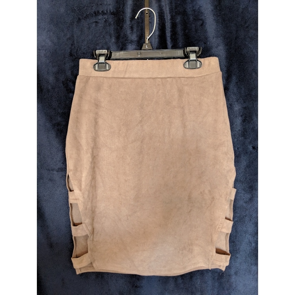 Brown / grey suede tight skirt